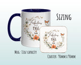 60th Birthday Gift for Women - Fabulous Since 1975 Personalised Mug Coaster Age 50 Gift for Her Ladies Floral Butterfly Daughter Mum BNL50M