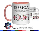 30th Birthday Gift for Her - Wonderful Since 1995 Personalised Coffee Mug Coaster Age 30 Gift for Women Ladies Floral Design Mum Nan BND30M