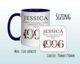 30th Birthday Gift for Her - Wonderful Since 1995 Personalised Coffee Mug Coaster Age 30 Gift for Women Ladies Floral Design Mum Nan BND30M
