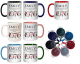 50th Birthday Gift for Women - Wonderful Since 1975 Personalised Coffee Mug Coaster Age 50 Gift for Her - Ladies Floral Design Mum BND50M