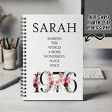 50th Birthday Gift for Women - Personalised Birthday Notebook 1975 Gift for Her - Ladies Floral Design Mum Daughter Nan Fifty BND50NB