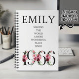 60th Birthday Gift for Women - Personalised Birthday Notebook 1965 Gift for Her - Ladies Floral Design Nan Mum Nan Nanny Gran Sixty BND60NB