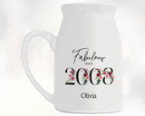 18th Birthday Gift for Her - Fabulous Since 2007 Small Personalised Flower Pot Vase 18 Gift for Women Floral Design Daughter Sister BNC18