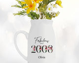 18th Birthday Gift for Her - Fabulous Since 2007 Small Personalised Flower Pot Vase 18 Gift for Women Floral Design Daughter Sister BNC18