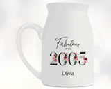21st Birthday Gift for Her - Fabulous Since 2004 Small Personalised Flower Pot Vase 21 Gift for Women Floral Design Daughter Sister BNC21