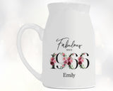 60th Birthday Gift for Women - Fabulous Since 1965 Small Personalised Flower Pot Vase 60 Gift for Her Ladies Floral Design Mum Nan BNC60