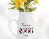 60th Birthday Gift for Women - Fabulous Since 1965 Small Personalised Flower Pot Vase 60 Gift for Her Ladies Floral Design Mum Nan BNC60