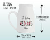 100th Birthday Gift for Women - Fabulous Since 1925 Small Personalised Flower Pot Vase 100 Gift for Her Ladies Floral Design Nan Gran BNC100