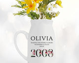 18th Birthday Gift for Her - Wonderful since 2007 Small Personalised Flower Pot Vase 18 Gift for Women Floral Design Daughter Sister BND18