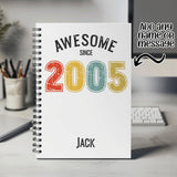 21st Birthday Gift for Men - Personalised Birthday Notebook 2004 Gift for Him - Retro Year Design Notepad Son Brother Grandson 21st BNG21NB