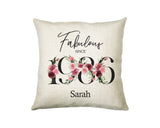 40th Birthday Gift for Women - Personalised 1986 Birthday Cushion Age 40 Gift for Her Ladies Floral Design Mum Daughter Sister Forty BNC40C