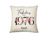 50th Birthday Gift for Women - Personalised 1976 Birthday Cushion Age 50 Gift for Her - Ladies Floral Design Mum Nan Sister Fifty BNC50C