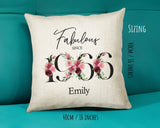 60th Birthday Gift for Women - Personalised 1966 Birthday Cushion Age Sixty Years BNC
