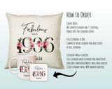 90th Birthday Gift for Women - Personalised 1936 Birthday Cushion Age 90 Gift for Her - Ladies Floral Age Design Mum Nan Gran Ninety BNC90C
