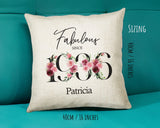 90th Birthday Gift for Women - Personalised 1936 Birthday Cushion Age 90 Gift for Her - Ladies Floral Age Design Mum Nan Gran Ninety BNC90C