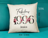 30th Birthday Gift for Her Personalised 1996 Birthday Cushion Age 30 Gift for Women - Ladies Floral Design Mum Daughter Sister Thirty BNC30C