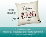 100th Birthday Gift for Women - Personalised 1926 Birthday Cushion Age 100 Gift for Her - Ladies Floral Design Mum Nan Gran Hundred BNC100C