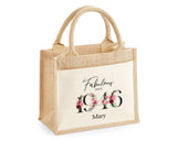 80th Birthday Gift For Women Personalised Jute Bag - Gift For Her Floral Tote Bag Gifts - Eighty 80 Fabulous Since 1945 Shopping Bag BNC80T