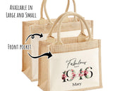 80th Birthday Gift For Women Personalised Jute Bag - Gift For Her Floral Tote Bag Gifts - Eighty 80 Fabulous Since 1945 Shopping Bag BNC80T