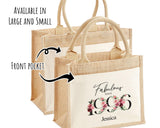 30th Birthday Gift For Her Personalised Jute Bag - Gift For Women Floral Tote Bag Gifts - Thirty 30 Fabulous Since 1995 Shopping Bag BNC30T