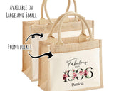 90th Birthday Gift For Women Personalised Jute Bag - Gift For Her Floral Tote Bag Gifts - Ninety 90 Fabulous Since 1935 Shopping Bag BNC90T