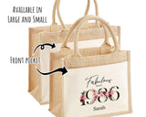 40th Birthday Gift For Women Personalised Jute Bag - Gift For Her Floral Tote Bag Gifts - Forty 40 Fabulous Since 1985 Shopping Bag BNC40T