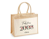 18th Birthday Gift For Women Personalised Jute Bag - Gift For Her Floral Tote Bag Gift - Eighteen 18 Fabulous Since 2007 Shopping Bag BNC18T