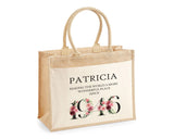 80th Birthday Gift For Women Personalised Jute Bag - Gift For Her Floral Tote Bag Gifts - Eighty 80 Wonderful Since 1945 Shopping Bag BND80T