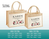 70th Birthday Gift For Women Personalised Jute Bag - Gift For Her Floral Tote Bag Gifts Seventy 70 Wonderful Since 1955 Shopping Bag BND70T