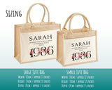 40th Birthday Gift For Women Personalised Jute Bag - Gift For Her Floral Tote Bag Gifts - Forty 40 Wonderful Since 1985 Shopping Bag BND40T