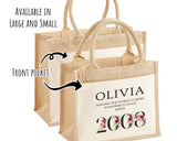18th Birthday Gift For Women Personalised Jute Bag - Gift For Her Floral Tote Bag Gift Eighteen 18 Wonderful Since 2007 Shopping Bag BND18T