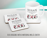 60th Birthday Gift for Women - Personalised 1965 Birthday Cushion Age 60 Gift for Her - Ladies Floral Age Design Mum Nan Gran Sixty BND60C