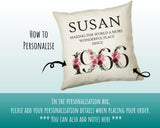 60th Birthday Gift for Women - Personalised 1965 Birthday Cushion Age 60 Gift for Her - Ladies Floral Age Design Mum Nan Gran Sixty BND60C