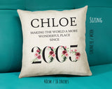 21st Birthday Gift for Women - Personalised 2004 Birthday Cushion Age 21 Gift for Her Lady Floral Design Daughter Sister Twenty One BND21C