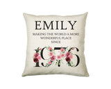50th Birthday Gift for Women - Personalised 1975 Birthday Cushion Age 50 Gift for Her - Ladies Floral Design Mum Nan Sister Fifty BND50C