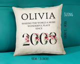 18th Birthday Gift for Women - Personalised 2007 Birthday Cushion Age 18 Gift for Her Ladies Floral Design Daughter Sister Eighteen BND18C