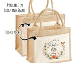 100th Birthday Gift For Women Personalised Jute Bag - Gift For Her Floral Tote Bag Gifts - Hundred Fabulous Since 1925 Shopping Bag BNL100T