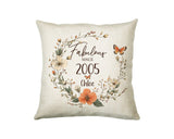 21st Birthday Gift for Women - Personalised 2004 Birthday Cushion Age 21 Gift for Her Lady Floral Design Daughter Sister Twenty One BNL21C
