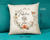 50th Birthday Gift for Women - Personalised 1975 Birthday Cushion Age 50 Gift for Her - Ladies Floral Design Mum Nan Sister Fifty BNL50C