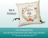 70th Birthday Gift for Women - Personalised 1955 Birthday Cushion Age 70 Gift for Her - Ladies Floral Design Mum Nan Gran Seventy BNL70C