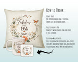 70th Birthday Gift for Women - Personalised 1955 Birthday Cushion Age 70 Gift for Her - Ladies Floral Design Mum Nan Gran Seventy BNL70C