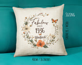90th Birthday Gift for Women - Personalised 1935 Birthday Cushion Age 90 Gift for Her - Ladies Floral Age Design Mum Nan Gran Ninety BNL90C