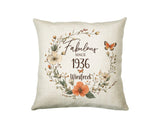 90th Birthday Gift for Women - Personalised 1935 Birthday Cushion Age 90 Gift for Her - Ladies Floral Age Design Mum Nan Gran Ninety BNL90C