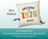 50th Birthday Gift for Men - Personalised Birthday Cushion Age 50 Gift for Him Custom Retro Vintage Number Design Dad Grandad Fifty BNG50C