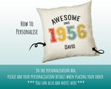 70th Birthday Gift for Men - Personalised Birthday Cushion Age 70 Gift for Him Custom Retro Vintage Number Design Dad Grandad Seventy BNG90C