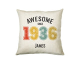 90th Birthday Gift for Men - Personalised Birthday Cushion Age 90 Gift for Him Custom Retro Vintage Number Design Dad Grandad Ninety BNG90C