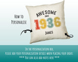 90th Birthday Gift for Men - Personalised Birthday Cushion Age 90 Gift for Him Custom Retro Vintage Number Design Dad Grandad Ninety BNG90C