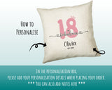 18th Birthday Gift for Women 18 and Fabulous Est 2007 Personalised Birthday Cushion Gift for Her Ladies Pink Design Daughter Eighteen BNH18C