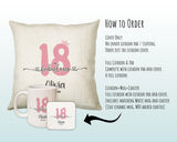 18th Birthday Gift for Women 18 and Fabulous Est 2007 Personalised Birthday Cushion Gift for Her Ladies Pink Design Daughter Eighteen BNH18C