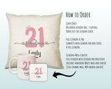 21st Birthday Gift for Women 21 and Fabulous Est 2004 Personalised Birthday Cushion Gift for Her Ladies Pink Design Grand Daughter BNH21C